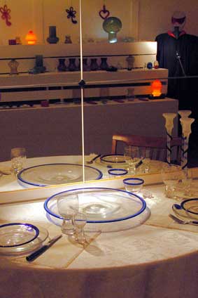 table set with glass